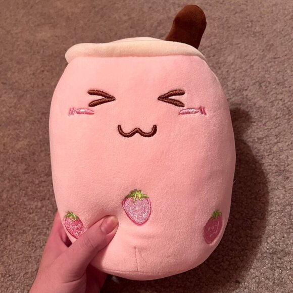 Other - Cute Strawberry Boba Milk Tea Plush Toy
